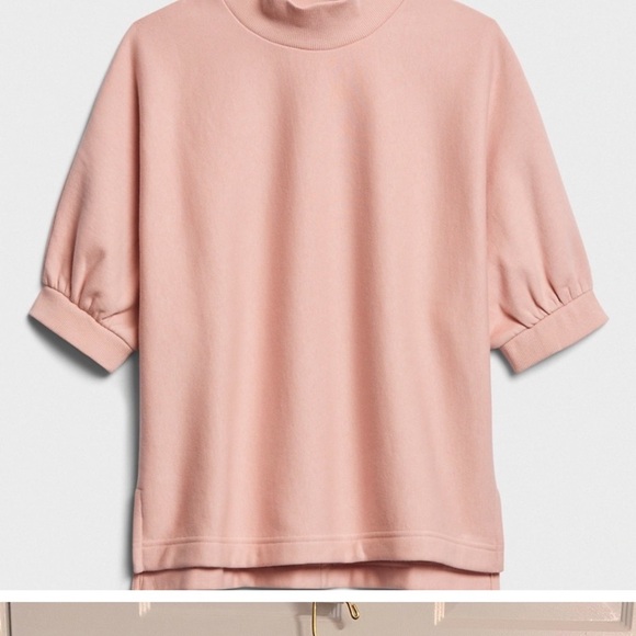 Banana Republic Puff-Sleeve Mock Neck Fleece Sweatshirt | Size Medium - Picture 4 of 13